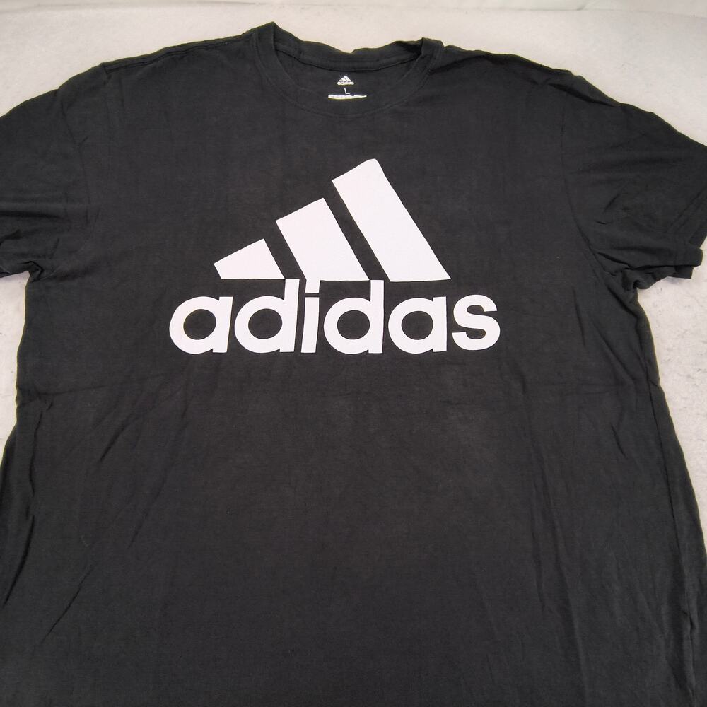 Adidas Casual Crew Neck Short Sleeve Graphic T Shirt Mens Size Large L Black
